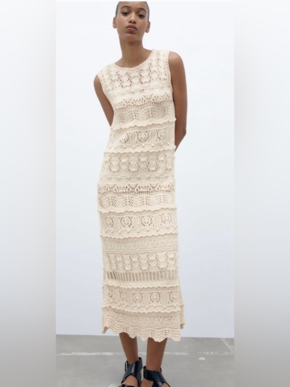 Zara Cream Crochet Dress